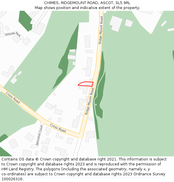 CHIMES, RIDGEMOUNT ROAD, ASCOT, SL5 9RL: Location map and indicative extent of plot