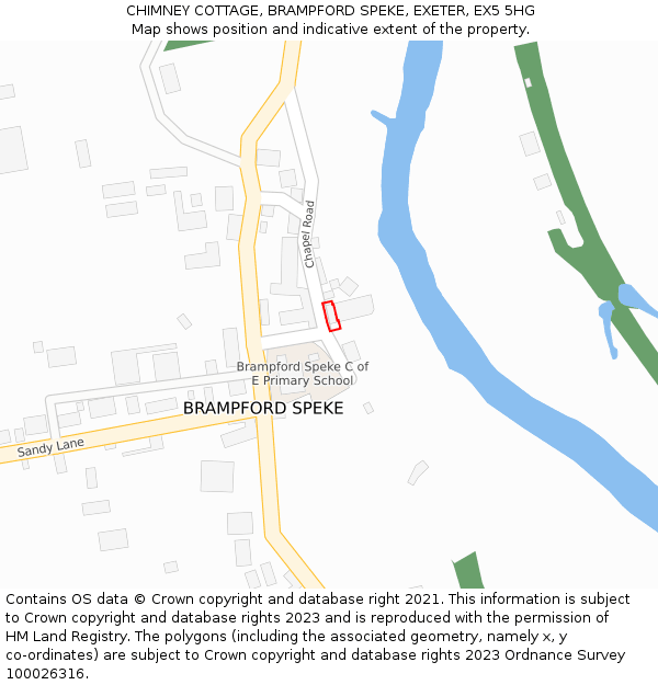 CHIMNEY COTTAGE, BRAMPFORD SPEKE, EXETER, EX5 5HG: Location map and indicative extent of plot