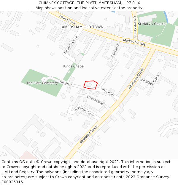 CHIMNEY COTTAGE, THE PLATT, AMERSHAM, HP7 0HX: Location map and indicative extent of plot