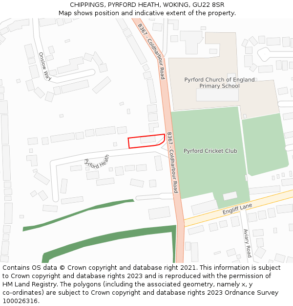 CHIPPINGS, PYRFORD HEATH, WOKING, GU22 8SR: Location map and indicative extent of plot