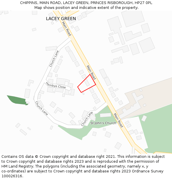 CHIPPINS, MAIN ROAD, LACEY GREEN, PRINCES RISBOROUGH, HP27 0PL: Location map and indicative extent of plot
