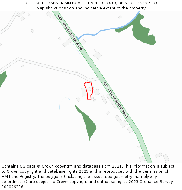 CHOLWELL BARN, MAIN ROAD, TEMPLE CLOUD, BRISTOL, BS39 5DQ: Location map and indicative extent of plot