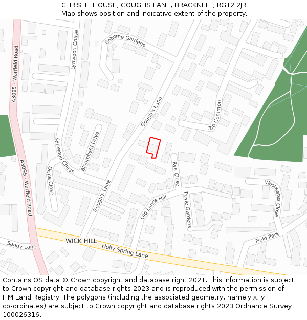 CHRISTIE HOUSE, GOUGHS LANE, BRACKNELL, RG12 2JR: Location map and indicative extent of plot