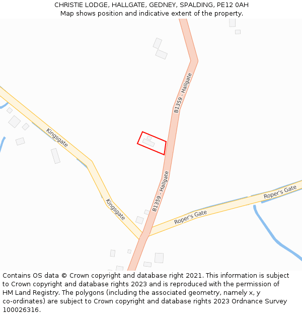 CHRISTIE LODGE, HALLGATE, GEDNEY, SPALDING, PE12 0AH: Location map and indicative extent of plot