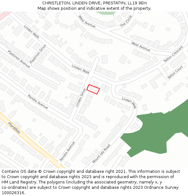 CHRISTLETON, LINDEN DRIVE, PRESTATYN, LL19 9EH: Location map and indicative extent of plot