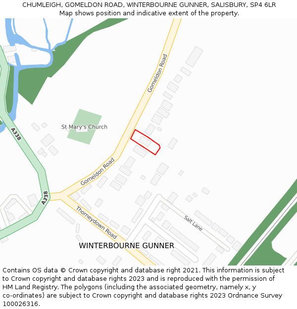 CHUMLEIGH, GOMELDON ROAD, WINTERBOURNE GUNNER, SALISBURY, SP4 6LR: Location map and indicative extent of plot