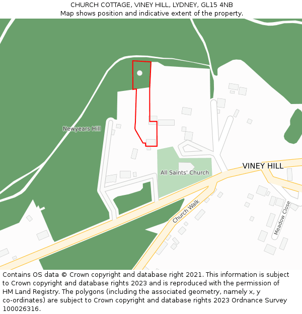 CHURCH COTTAGE, VINEY HILL, LYDNEY, GL15 4NB: Location map and indicative extent of plot