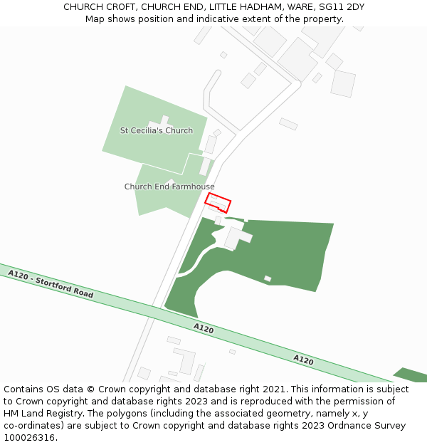 CHURCH CROFT, CHURCH END, LITTLE HADHAM, WARE, SG11 2DY: Location map and indicative extent of plot