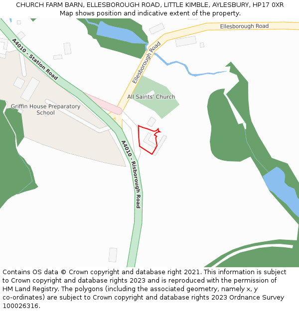 CHURCH FARM BARN, ELLESBOROUGH ROAD, LITTLE KIMBLE, AYLESBURY, HP17 0XR: Location map and indicative extent of plot