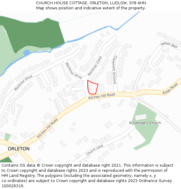 CHURCH HOUSE COTTAGE, ORLETON, LUDLOW, SY8 4HN: Location map and indicative extent of plot