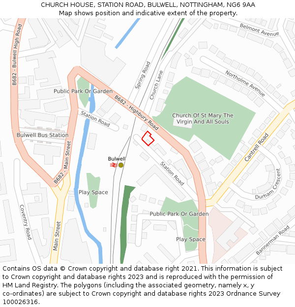 CHURCH HOUSE, STATION ROAD, BULWELL, NOTTINGHAM, NG6 9AA: Location map and indicative extent of plot