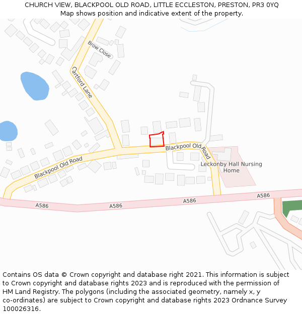 CHURCH VIEW, BLACKPOOL OLD ROAD, LITTLE ECCLESTON, PRESTON, PR3 0YQ: Location map and indicative extent of plot