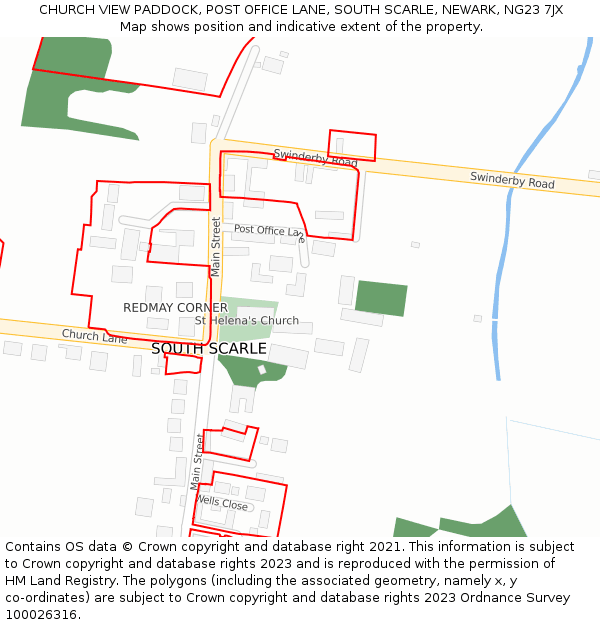 CHURCH VIEW PADDOCK, POST OFFICE LANE, SOUTH SCARLE, NEWARK, NG23 7JX: Location map and indicative extent of plot