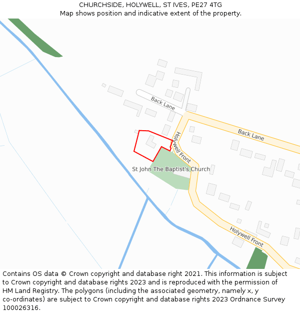 CHURCHSIDE, HOLYWELL, ST IVES, PE27 4TG: Location map and indicative extent of plot