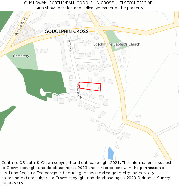 CHY LOWAN, FORTH VEAN, GODOLPHIN CROSS, HELSTON, TR13 9RH: Location map and indicative extent of plot