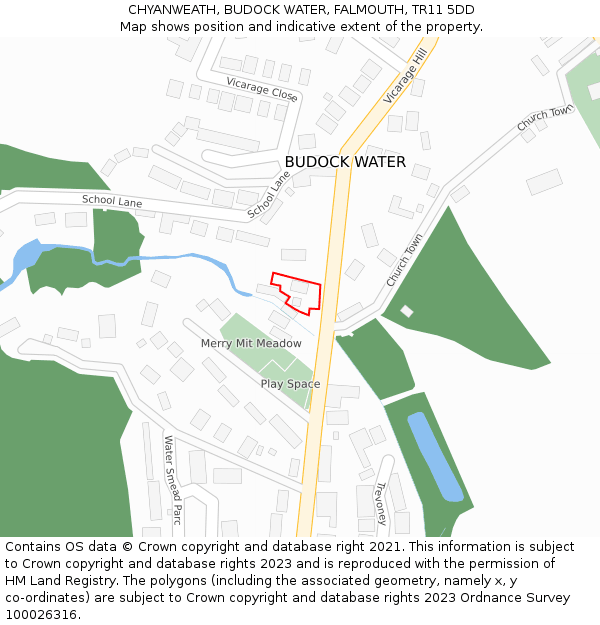 CHYANWEATH, BUDOCK WATER, FALMOUTH, TR11 5DD: Location map and indicative extent of plot