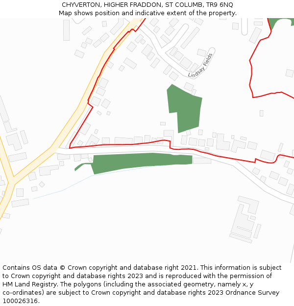 CHYVERTON, HIGHER FRADDON, ST COLUMB, TR9 6NQ: Location map and indicative extent of plot