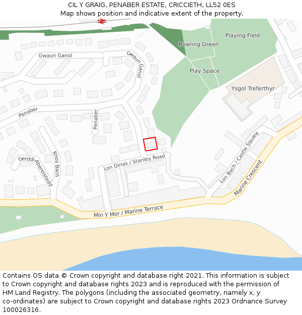 CIL Y GRAIG, PENABER ESTATE, CRICCIETH, LL52 0ES: Location map and indicative extent of plot