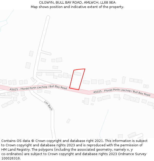 CILGWYN, BULL BAY ROAD, AMLWCH, LL68 9EA: Location map and indicative extent of plot