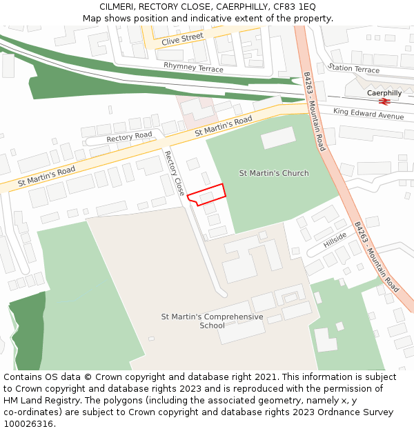 CILMERI, RECTORY CLOSE, CAERPHILLY, CF83 1EQ: Location map and indicative extent of plot