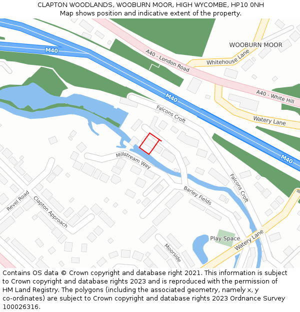 CLAPTON WOODLANDS, WOOBURN MOOR, HIGH WYCOMBE, HP10 0NH: Location map and indicative extent of plot