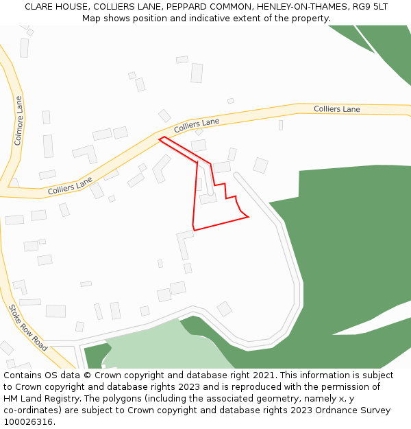 CLARE HOUSE, COLLIERS LANE, PEPPARD COMMON, HENLEY-ON-THAMES, RG9 5LT: Location map and indicative extent of plot