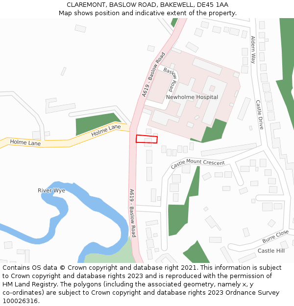 CLAREMONT, BASLOW ROAD, BAKEWELL, DE45 1AA: Location map and indicative extent of plot