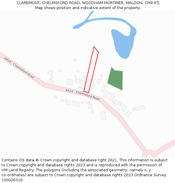 CLAREMONT, CHELMSFORD ROAD, WOODHAM MORTIMER, MALDON, CM9 6TJ: Location map and indicative extent of plot