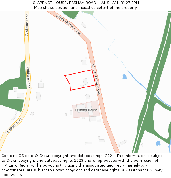 CLARENCE HOUSE, ERSHAM ROAD, HAILSHAM, BN27 3PN: Location map and indicative extent of plot