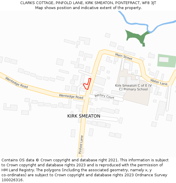 CLARKS COTTAGE, PINFOLD LANE, KIRK SMEATON, PONTEFRACT, WF8 3JT: Location map and indicative extent of plot