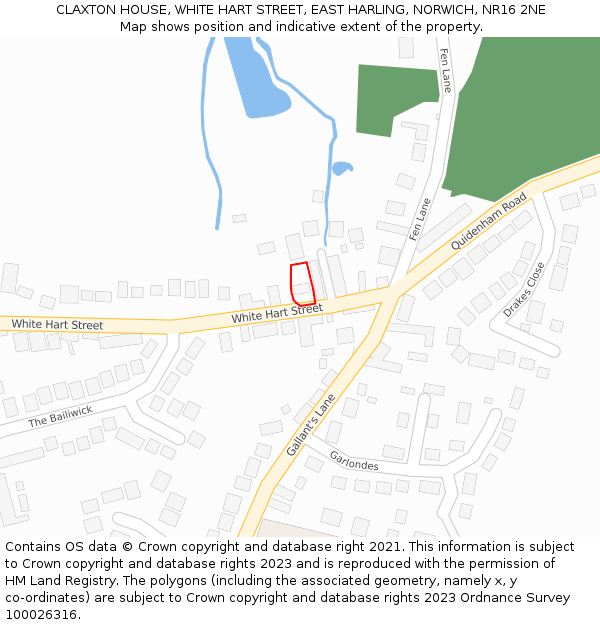 CLAXTON HOUSE, WHITE HART STREET, EAST HARLING, NORWICH, NR16 2NE: Location map and indicative extent of plot