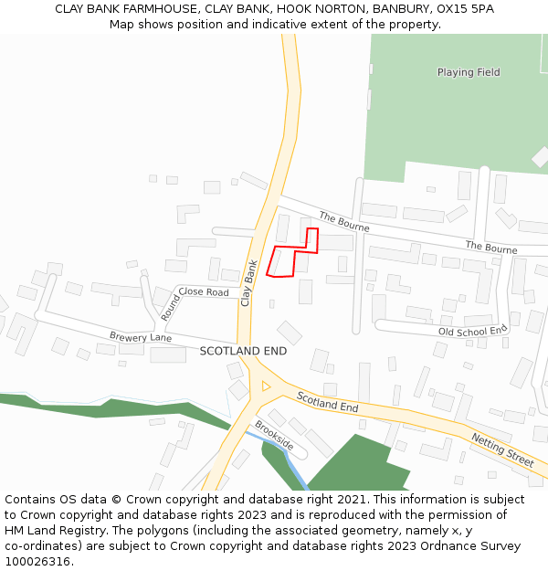 CLAY BANK FARMHOUSE, CLAY BANK, HOOK NORTON, BANBURY, OX15 5PA: Location map and indicative extent of plot