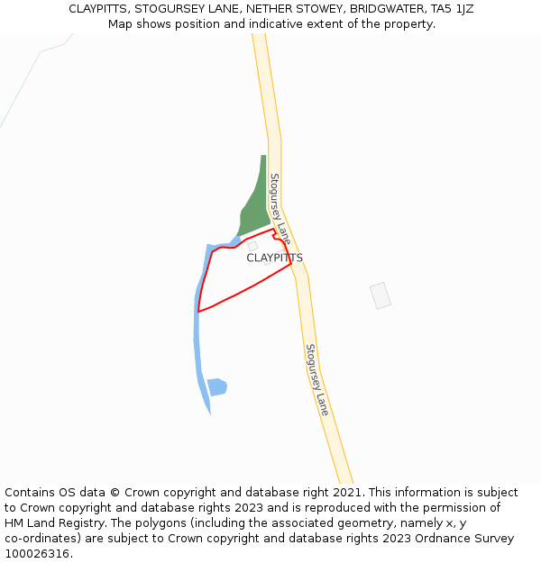 CLAYPITTS, STOGURSEY LANE, NETHER STOWEY, BRIDGWATER, TA5 1JZ: Location map and indicative extent of plot