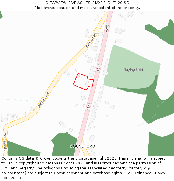 CLEARVIEW, FIVE ASHES, MAYFIELD, TN20 6JD: Location map and indicative extent of plot