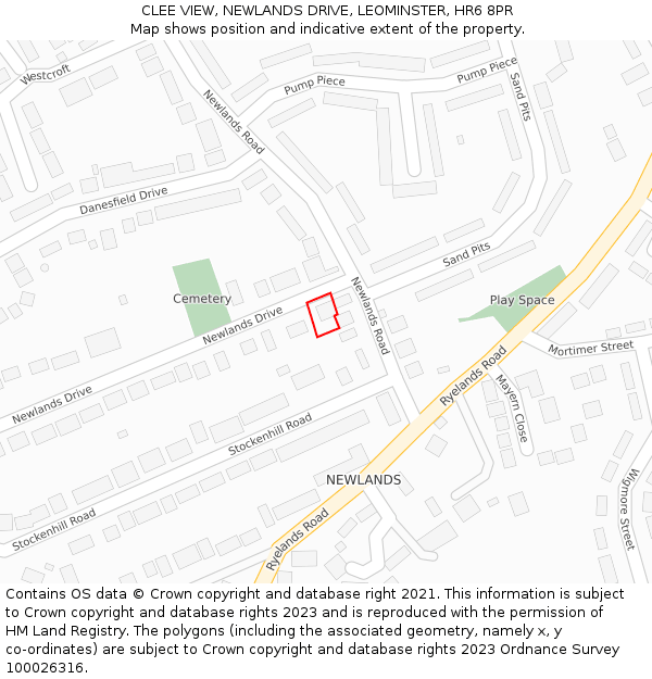 CLEE VIEW, NEWLANDS DRIVE, LEOMINSTER, HR6 8PR: Location map and indicative extent of plot
