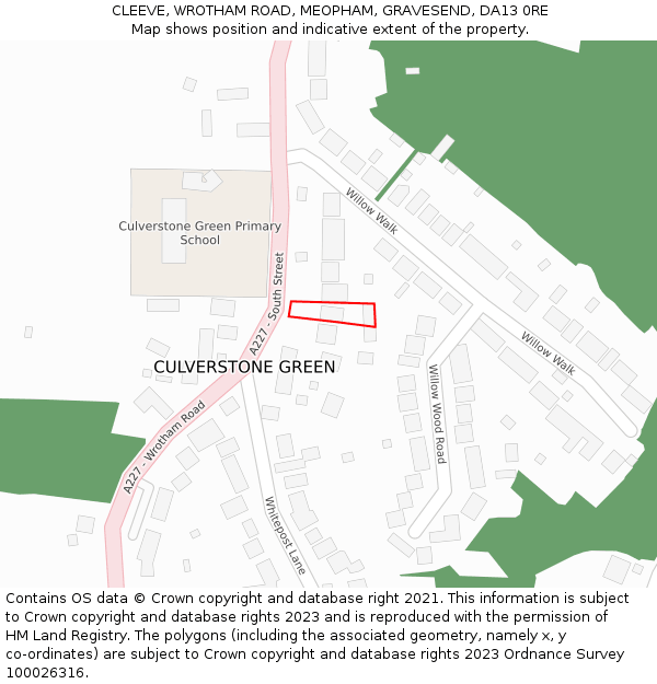 CLEEVE, WROTHAM ROAD, MEOPHAM, GRAVESEND, DA13 0RE: Location map and indicative extent of plot