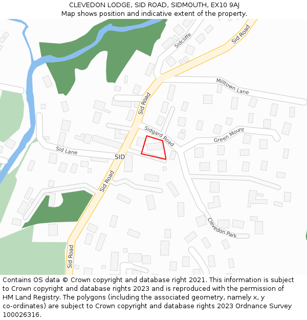 CLEVEDON LODGE, SID ROAD, SIDMOUTH, EX10 9AJ: Location map and indicative extent of plot