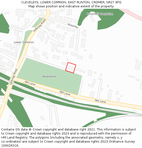 CLEVELEYS, LOWER COMMON, EAST RUNTON, CROMER, NR27 9PG: Location map and indicative extent of plot