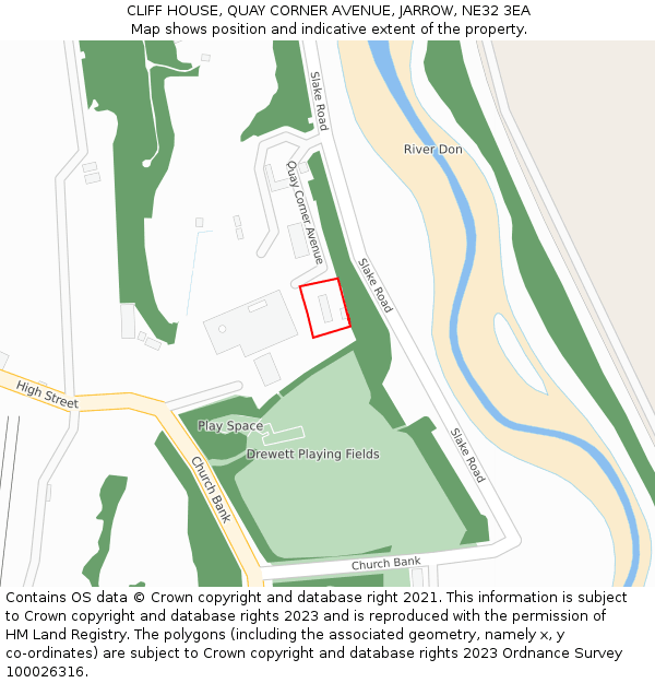 CLIFF HOUSE, QUAY CORNER AVENUE, JARROW, NE32 3EA: Location map and indicative extent of plot