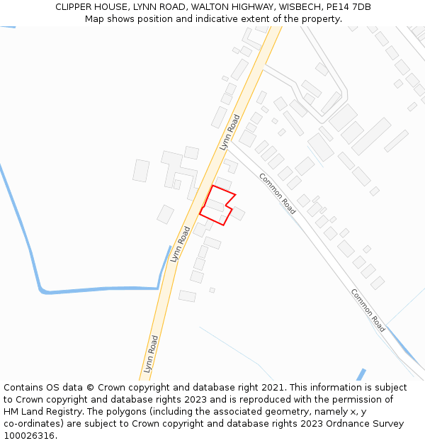 CLIPPER HOUSE, LYNN ROAD, WALTON HIGHWAY, WISBECH, PE14 7DB: Location map and indicative extent of plot