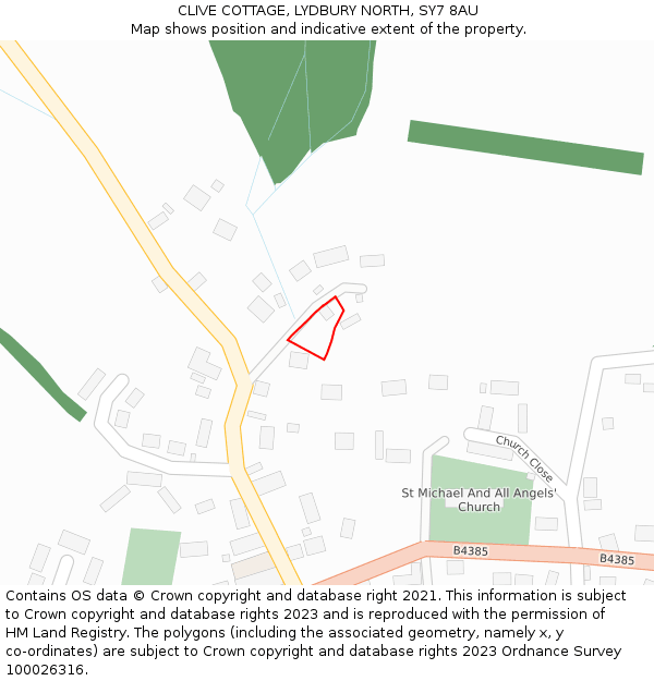 CLIVE COTTAGE, LYDBURY NORTH, SY7 8AU: Location map and indicative extent of plot