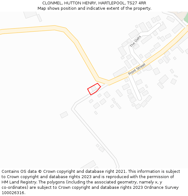 CLONMEL, HUTTON HENRY, HARTLEPOOL, TS27 4RR: Location map and indicative extent of plot