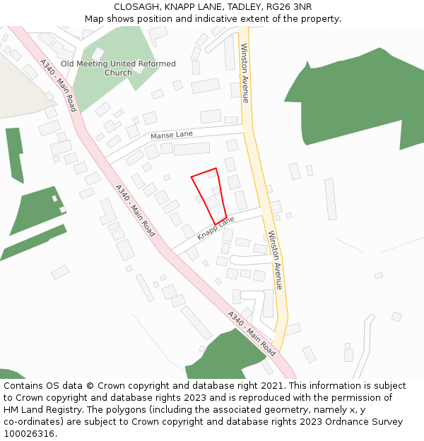 CLOSAGH, KNAPP LANE, TADLEY, RG26 3NR: Location map and indicative extent of plot