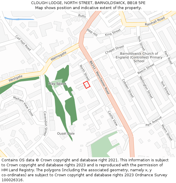 CLOUGH LODGE, NORTH STREET, BARNOLDSWICK, BB18 5PE: Location map and indicative extent of plot