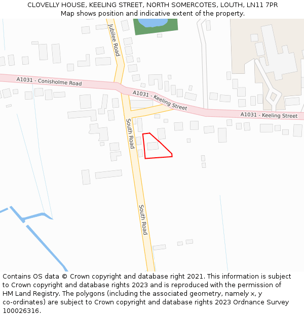 CLOVELLY HOUSE, KEELING STREET, NORTH SOMERCOTES, LOUTH, LN11 7PR: Location map and indicative extent of plot