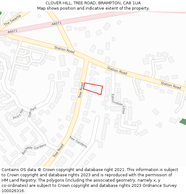 CLOVER HILL, TREE ROAD, BRAMPTON, CA8 1UA: Location map and indicative extent of plot