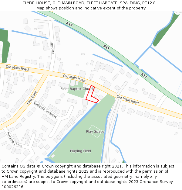 CLYDE HOUSE, OLD MAIN ROAD, FLEET HARGATE, SPALDING, PE12 8LL: Location map and indicative extent of plot