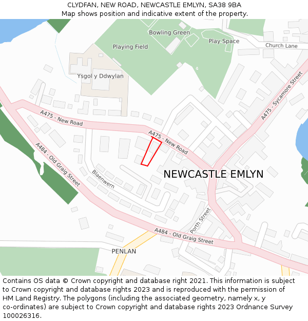 CLYDFAN, NEW ROAD, NEWCASTLE EMLYN, SA38 9BA: Location map and indicative extent of plot