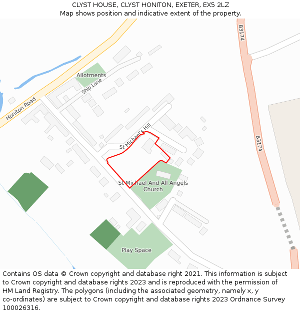 CLYST HOUSE, CLYST HONITON, EXETER, EX5 2LZ: Location map and indicative extent of plot