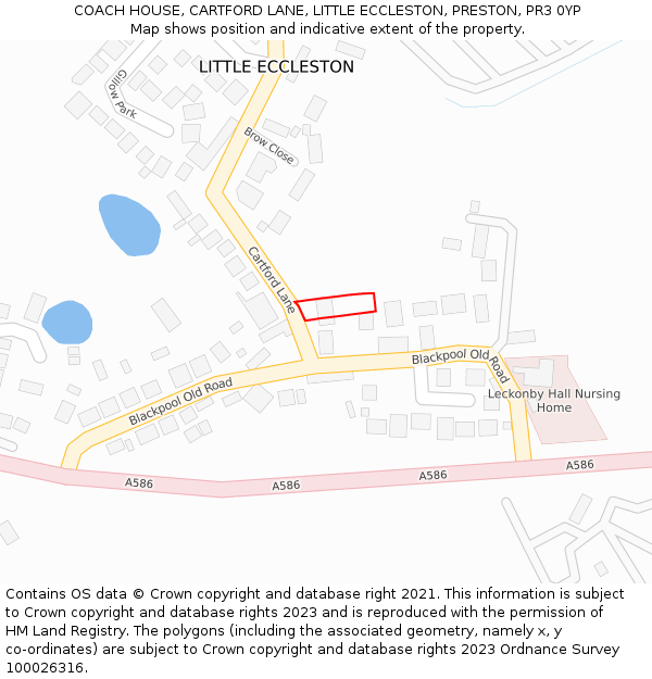 COACH HOUSE, CARTFORD LANE, LITTLE ECCLESTON, PRESTON, PR3 0YP: Location map and indicative extent of plot